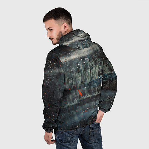 Мужская ветровка Абстрактные тени и капли красок / 3D-Черный – фото 4