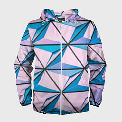 Ветровка с капюшоном мужская Абстрактные геометрические панели, цвет: 3D-белый