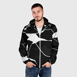 Ветровка с капюшоном мужская Черно-белая классика, цвет: 3D-белый — фото 2