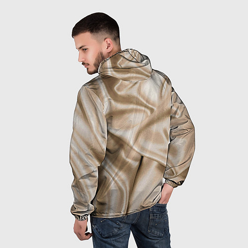 Мужская ветровка Струящаяся золотистая ткань / 3D-Белый – фото 4