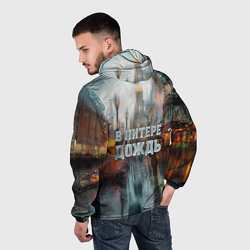 Мужская ветровка В Питере дождь / 3D-Белый – фото 4