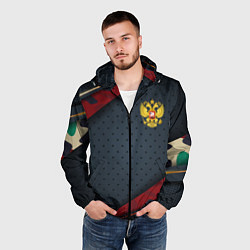 Ветровка с капюшоном мужская Герб России черно-красный камуфляж, цвет: 3D-черный — фото 2