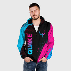 Ветровка с капюшоном мужская Quake - neon gradient: надпись, символ, цвет: 3D-черный — фото 2