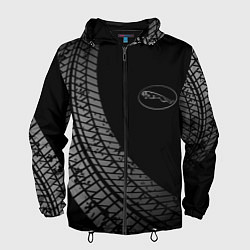 Ветровка с капюшоном мужская Jaguar tire tracks, цвет: 3D-черный
