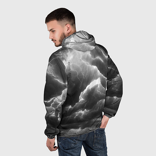 Мужская ветровка Молнии в черных тучах / 3D-Белый – фото 4
