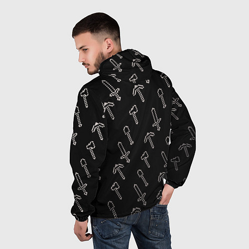 Мужская ветровка Майкрафт паттерн - Криппер / 3D-Черный – фото 4