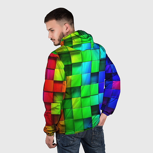 Мужская ветровка Цветные неоновые кубы / 3D-Белый – фото 4