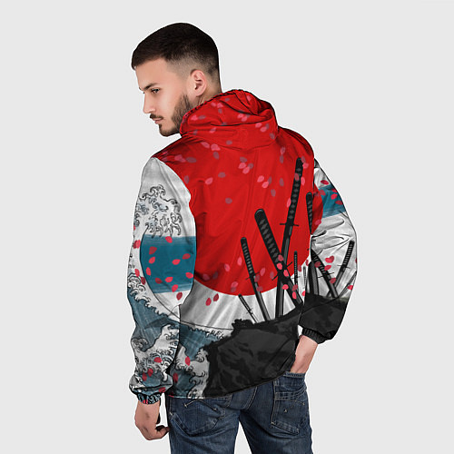 Мужская ветровка Солнце, волны и катаны / 3D-Черный – фото 4