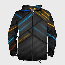 Ветровка с капюшоном мужская Переплетение полос, цвет: 3D-черный