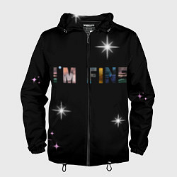 Ветровка с капюшоном мужская Надпись, цвет: 3D-черный