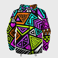 Ветровка с капюшоном мужская Abstract geometric shapes, цвет: 3D-черный