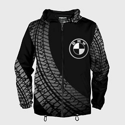 Ветровка с капюшоном мужская BMW tire tracks, цвет: 3D-черный