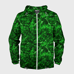 Ветровка с капюшоном мужская Зелёный лёд - текстура, цвет: 3D-белый