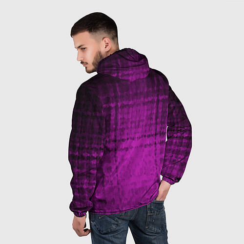 Мужская ветровка Абстрактный мозаичный черно - пурпурный узор / 3D-Белый – фото 4