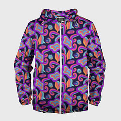 Ветровка с капюшоном мужская Символичная психоделика, цвет: 3D-белый