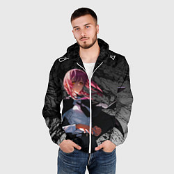Ветровка с капюшоном мужская Демон контроля : Человек бензопила, цвет: 3D-белый — фото 2
