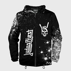 Ветровка с капюшоном мужская Judas Priest и рок символ на темном фоне, цвет: 3D-черный