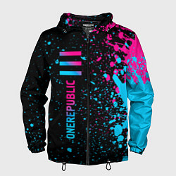 Ветровка с капюшоном мужская OneRepublic - neon gradient: по-вертикали, цвет: 3D-черный