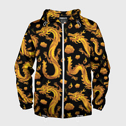 Ветровка с капюшоном мужская Golden dragons, цвет: 3D-белый