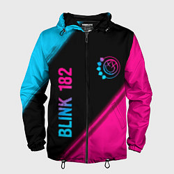 Ветровка с капюшоном мужская Blink 182 - neon gradient: надпись, символ, цвет: 3D-черный
