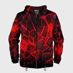 Ветровка с капюшоном мужская Кристаллы в красных нитях, цвет: 3D-черный