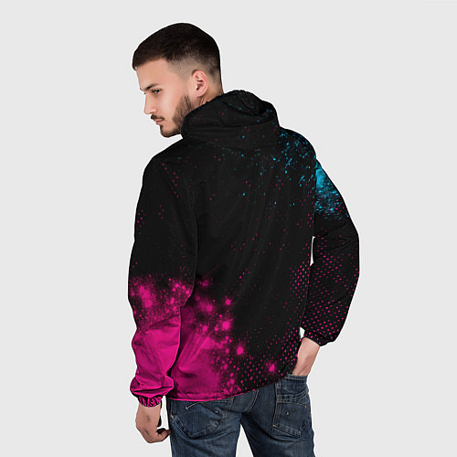 Мужская ветровка Juventus - neon gradient: надпись, символ / 3D-Черный – фото 4