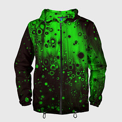 Ветровка с капюшоном мужская Зелёные краски и вода, цвет: 3D-черный