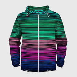 Ветровка с капюшоном мужская Разноцветные неоновые шелковые нити, цвет: 3D-белый