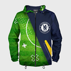 Ветровка с капюшоном мужская Chelsea football field, цвет: 3D-черный