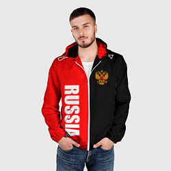 Ветровка с капюшоном мужская Россия: Черно-красный, цвет: 3D-белый — фото 2