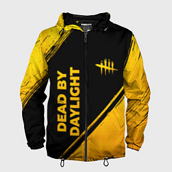Ветровка с капюшоном мужская Dead by Daylight - gold gradient: надпись, символ, цвет: 3D-черный