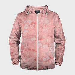 Ветровка с капюшоном мужская Розовые волны, цвет: 3D-белый