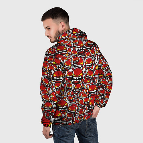 Мужская ветровка Геометри Даш демоны паттерн / 3D-Белый – фото 4