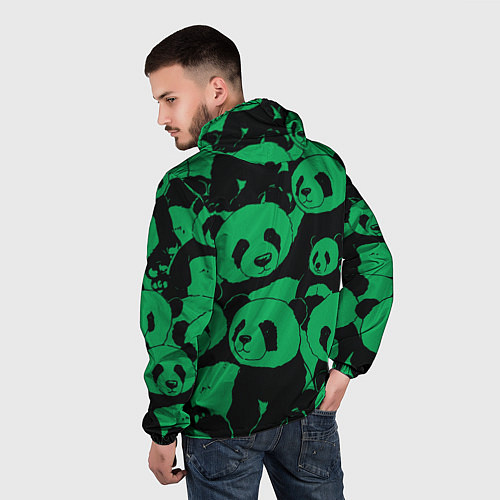 Мужская ветровка Panda green pattern / 3D-Белый – фото 4