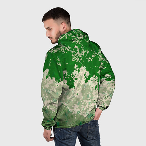 Мужская ветровка Абстракция в зелёных тонах / 3D-Белый – фото 4