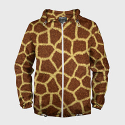 Ветровка с капюшоном мужская Текстура жирафа, цвет: 3D-белый