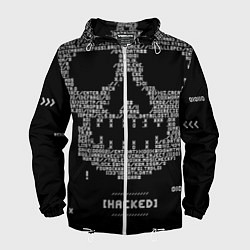 Ветровка с капюшоном мужская Hacked skull, цвет: 3D-белый