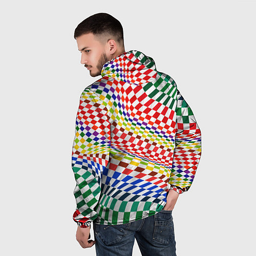 Мужская ветровка Разноцветная оптическая иллюзия / 3D-Белый – фото 4