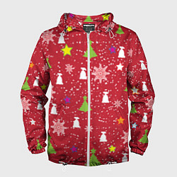 Ветровка с капюшоном мужская Red new year, цвет: 3D-белый