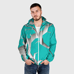 Ветровка с капюшоном мужская Трещина в пропасть, цвет: 3D-белый — фото 2