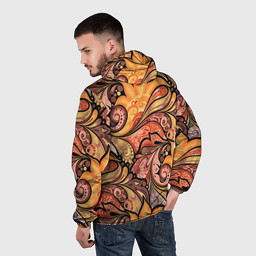 Мужская ветровка Multicolored branching floral patterns / 3D-Белый – фото 4