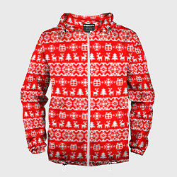 Ветровка с капюшоном мужская New Years winter pattern, цвет: 3D-белый
