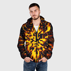 Ветровка с капюшоном мужская Неоновый взрыв - яркое свечение, цвет: 3D-черный — фото 2