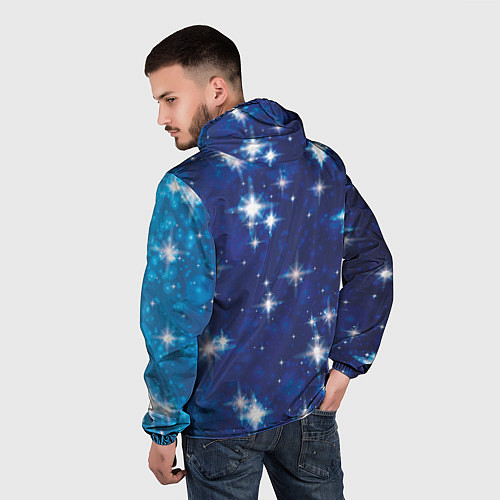 Мужская ветровка Сияющие и блестящие звезды в ночном небе / 3D-Белый – фото 4