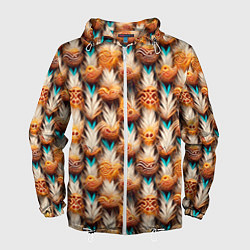 Ветровка с капюшоном мужская Боевое одеяние шамана, цвет: 3D-белый