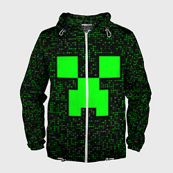 Ветровка с капюшоном мужская Minecraft green squares, цвет: 3D-белый