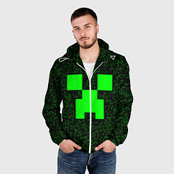 Ветровка с капюшоном мужская Minecraft green squares, цвет: 3D-белый — фото 2