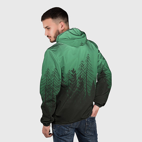Мужская ветровка Зелёный туманный лес / 3D-Белый – фото 4