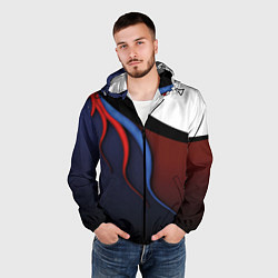 Ветровка с капюшоном мужская Синие, красные и белые разводы, цвет: 3D-черный — фото 2