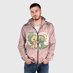 Ветровка с капюшоном мужская Миссис и Мистр Влюбленные динозавры, цвет: 3D-черный — фото 2